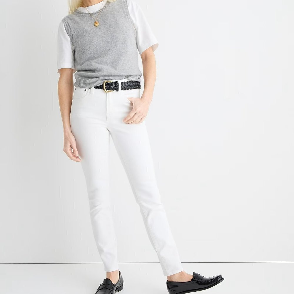 J. Crew Petite 9" toothpick jean in white wash